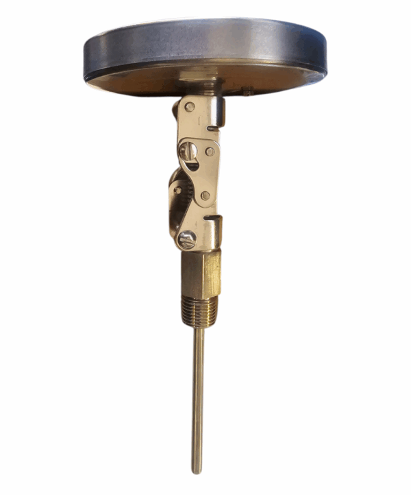Weksler Adjustable Angle Bimetal Therometer,5"Dial, 4" Stem, 1/2'" NPT 0-200 F&C - AF0444FJX