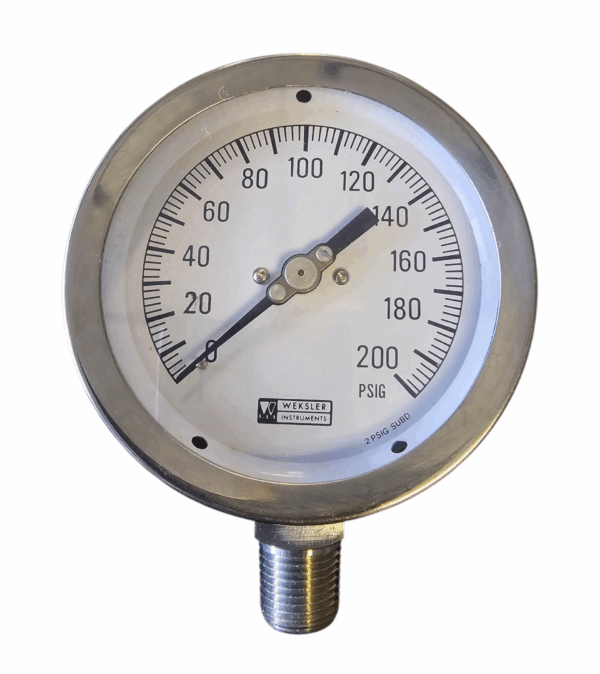 Weksler 4" BA4CYPH2LW Pressure Gauge Range: 0-200  PSI