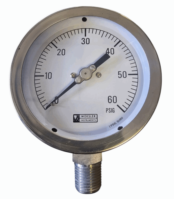 Weksler 4" BA4CYPE2LW Pressure Gauge Range: 0-60 PSI