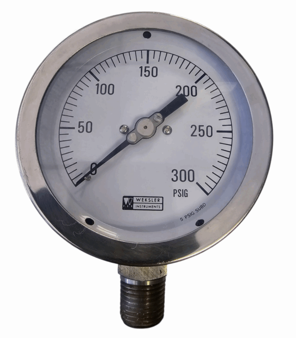 Weksler 4" BA4CYPJ2LW Dual Scale Pressure Gauge Range: 0-300  PSI