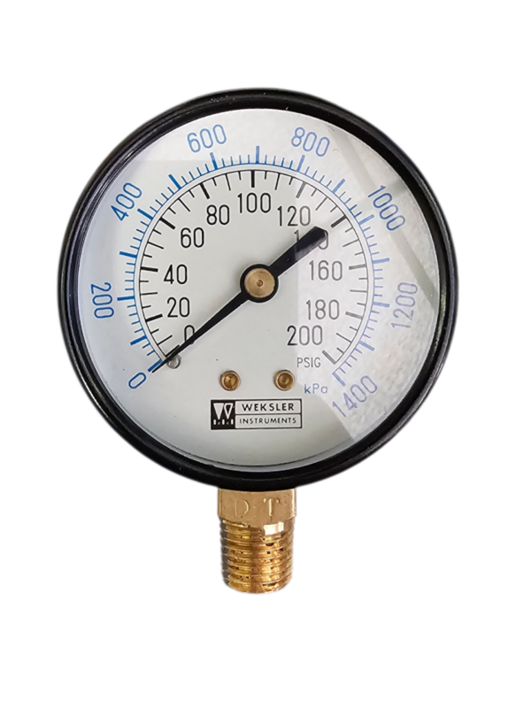 Weksler UA25, 2.5", 0-200 PSI & KPA 1/4" BTM