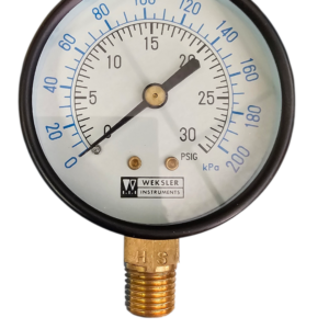 Weksler UA25, 2.5", 0-30 PSI & KPA 1/4" BTM