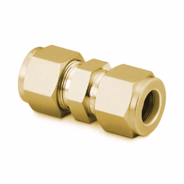SWAGELOK B-600-6 Brass Swagelok Tube Fitting, Union, 3/8 in. Tube OD