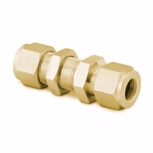 B-600-61 Brass Swagelok Tube Fitting, Bulkhead Union, 3/8 in. Tube OD