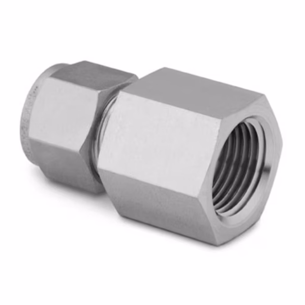 SS-600-7-6 Stainless Steel Swagelok Tube Fitting, Female Connector, 3/8 in. Tube OD x 3/8 in. Female NPT
